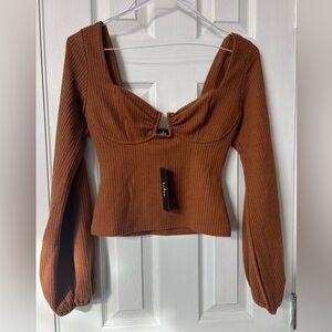 Lulus Brown Ribbed Women's Top